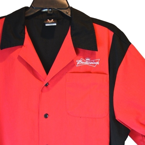 Hilton Cruiser Retro Bowling Shirt Budweiser Red/Black Size XL Rockabilly - Picture 4 of 7
